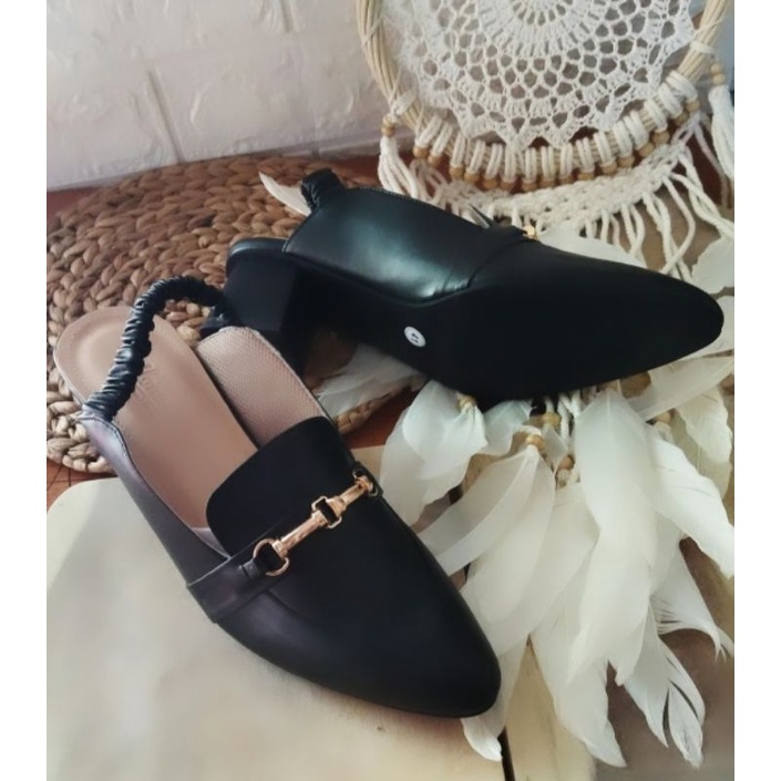 Sepatu Kantor Big Size Wanita 41-42-43-44-45 Sepatu Formal PNS Guru Size JUMBO Hitam Sepatu Cantik Bule Gemuk, 44