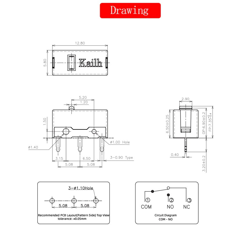 Kailh GM 8.0 Black Micro Switch Mouse - Tombol Klik 3 Pin