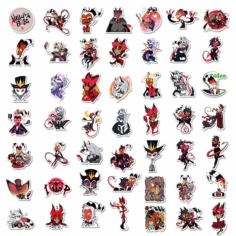 100pcs Stiker Helluva Boss Kartun Anti Air Untuk Laptop / Skateboard / Gitar