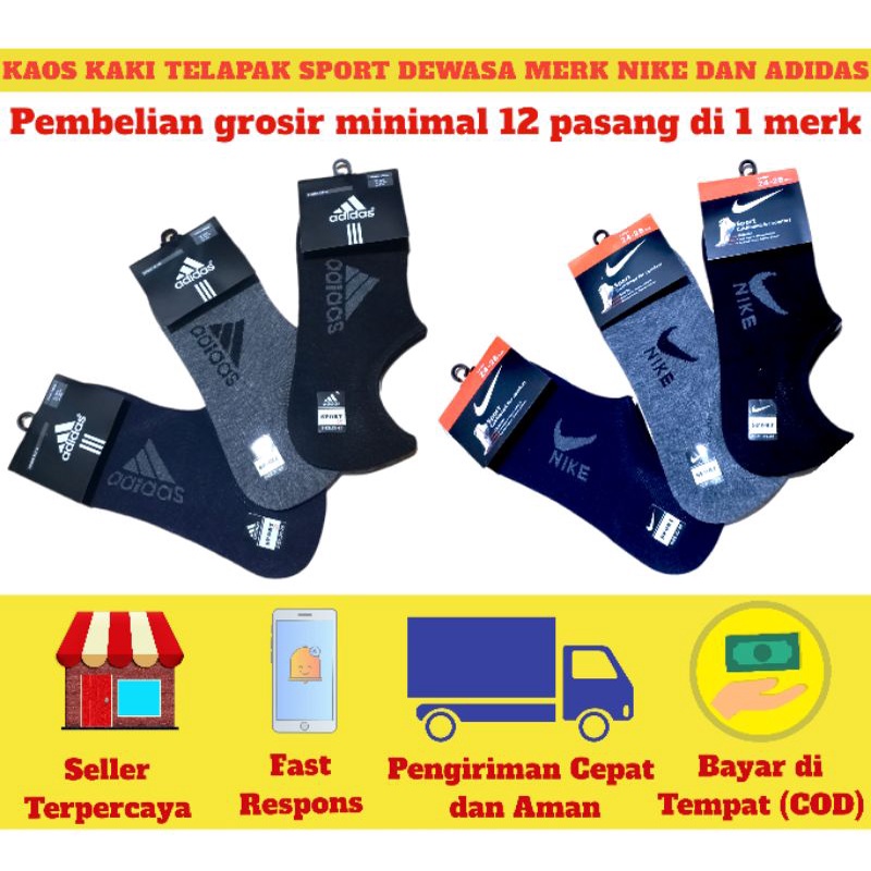 KAOS KAKI SPORT TELAPAK/ KAOS KAKI SPORT  /KAOS KAKI TELAPAK MERK NIKE /KAOS KAKI SPORT WANITA DAN L