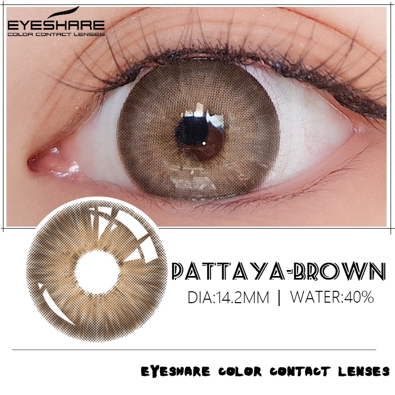 Eyeshare (2PCS) PATTAYA GREY Coloured Big Eye Soft Contact Lens Yearly use Korean Eyes 【COD &amp; ready stock】