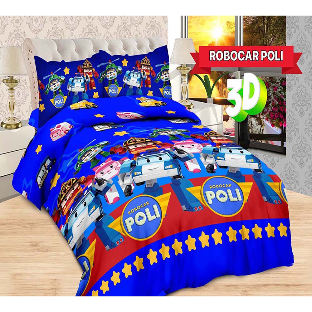 Sprei Bonita Sorong 2in1 Single 120 x 200 cm Best Seller Terbaru Promo - Robocar Poli