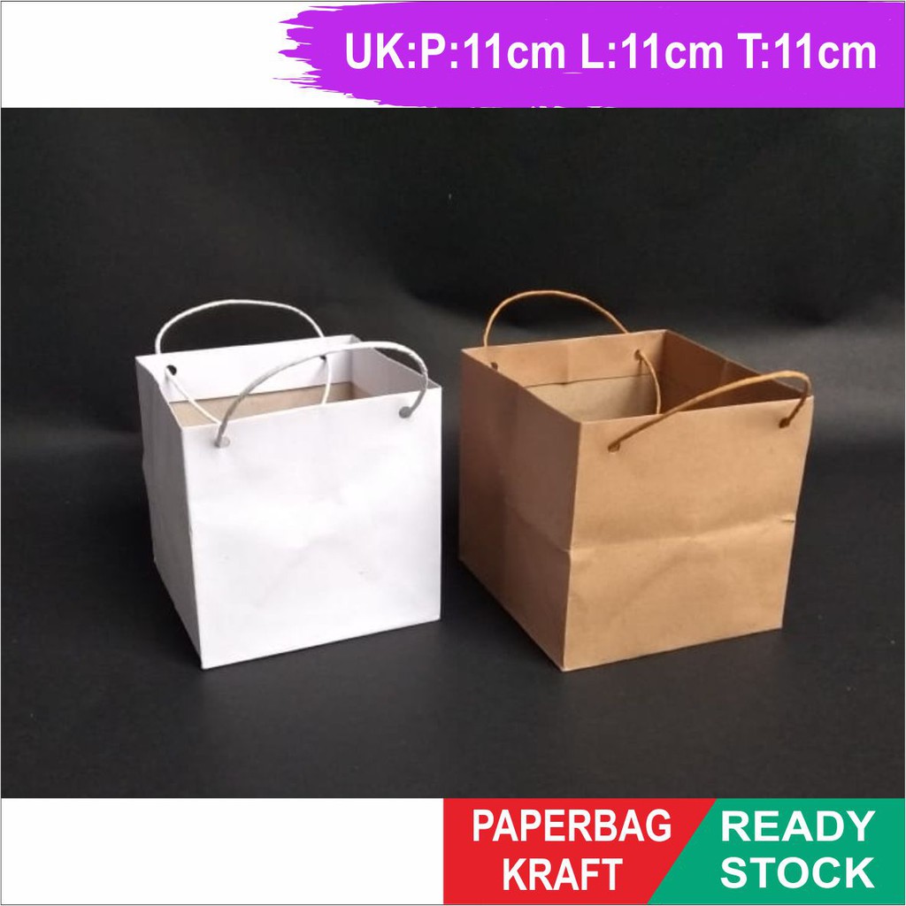 Jual Paperbag Polos Kraft Putih Polos Murah Dan Ready Stock Uk 11x11x11 ...