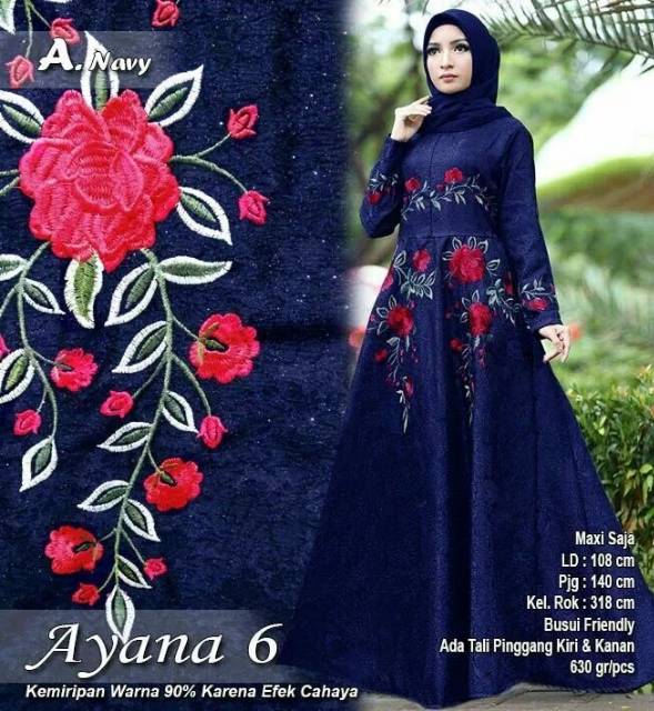 Mm GAMIS PESTA AYANA FLOWER MAXI DRESS MUSLIM BAJU MUSLIM WANITA JAQUARD MOTIF KEONG MEWAH