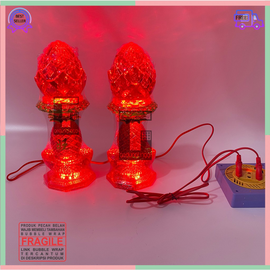 Bola Lampu Lilin Bohlam Led Cabe Lombok Merah Meja Altar Pelengkapan Sembahyang Sembayang Doa Baterai Batre Batrai Batrei Hemat Tenaga Energi Listrik Elektrik Electric Cas Chas USB Charge Charger Power Bank Puja Suci Buddha Budha 1 Set Pasang 2pcs Import