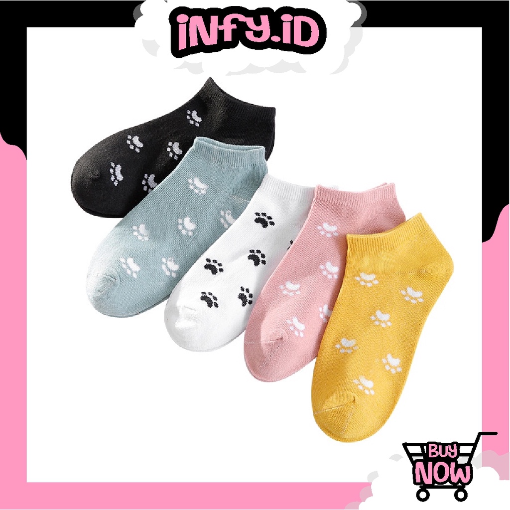 INFY - Kaos Kaki Wanita Motif Kaki Kucing Fashion Korea Women Sock Import Murah KK018