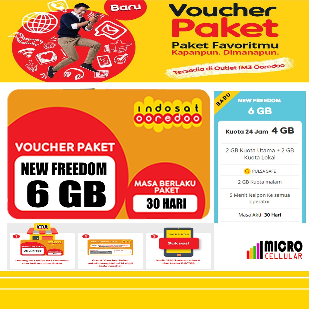 Voucher Isi Ulang Kuota Indosat Freedom 6 Gb 5 Menit Nelpon All Operator Aktif 1 Bulan Shopee Indonesia