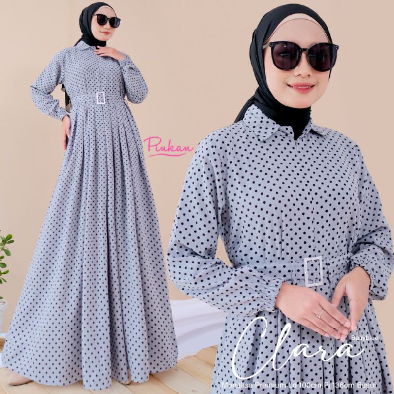 Gamis Monalisa Premium Motif Polkadot - Clara Polka Original Pinkan