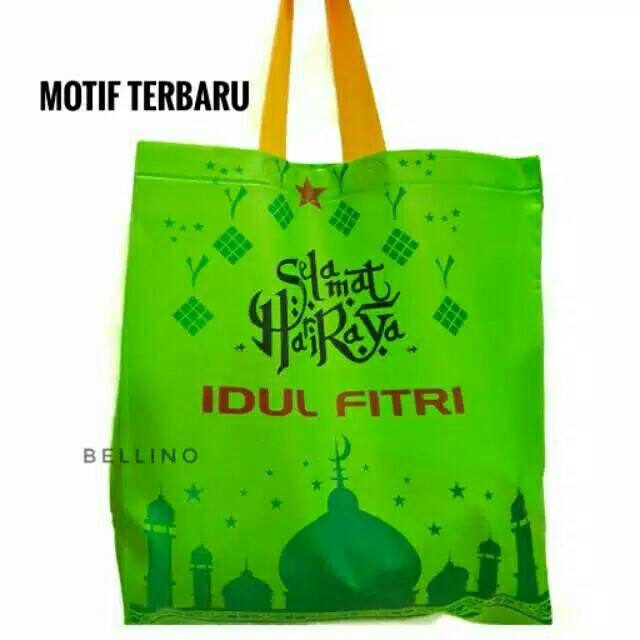 Goodie bag Tas Lebaran Spond Bon Idul Fitri Ukuran Besar Jumbo 38x40cm dengan Alas Tapak Bawah