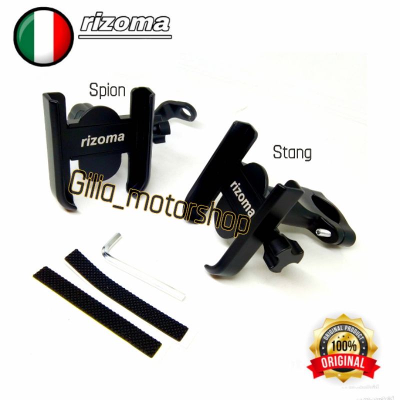 Holder Hp Spion &amp; Stang Full Besi Black Series Rizoma Original Universal