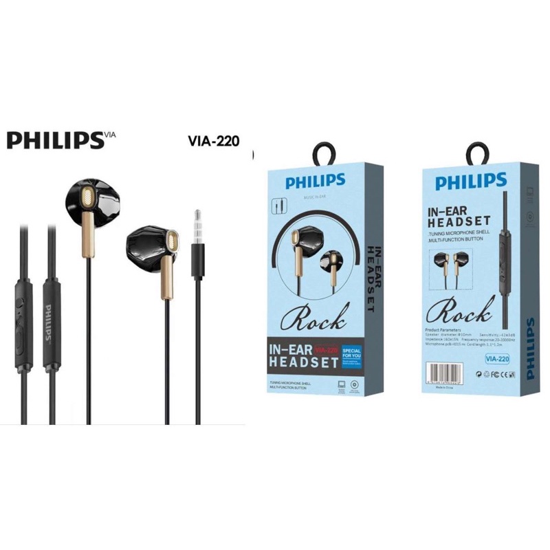 ready stok Handsfree Headset Philips Extra Bass VIA 220 Handset Handsfree Philips VIA-220