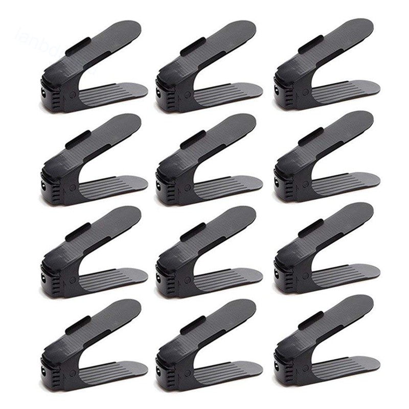 Adjustable Shoe Slot Space Saver Rack Holder 12 Pcs Black Shopee Indonesia