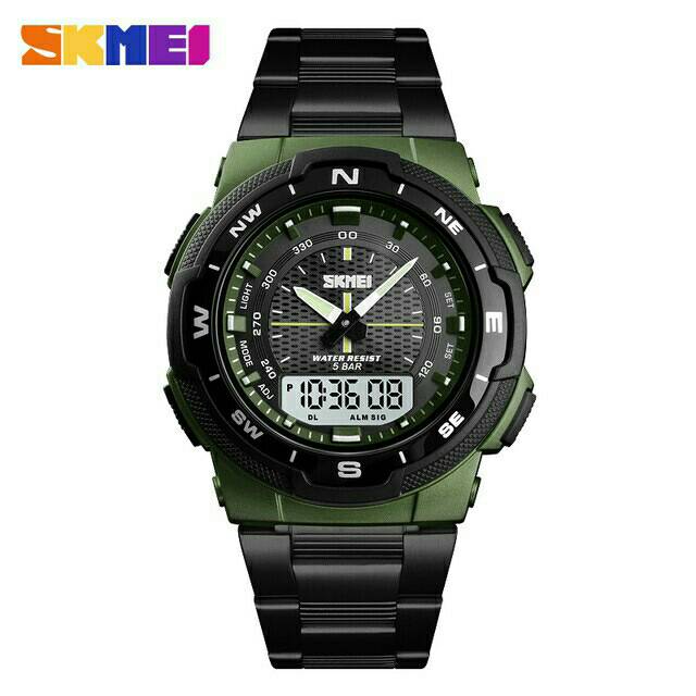 Jam Tangan Pria / SKMEI AD 1370 Stainless Steel Men LED / Jam Tangan Analog Digital / SKMEI