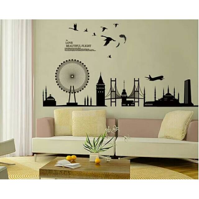 RELIZA WALL STICKER SILUET HITAM LONDON CITY KINCIR STIKER DINDING JM7279