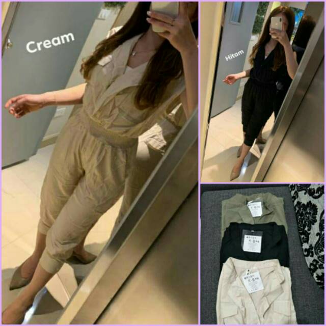 Jumpsuit playsuit wanita celana panjang model baju bengkel fashion korea murah