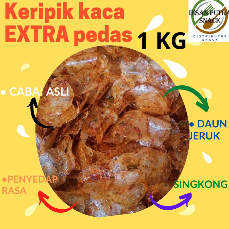 

keripik kaca 1 KG/ kripik kaca EXTRA PEDAS daun jeruk 1KG/keripik kaca extra pedas daun jeruk