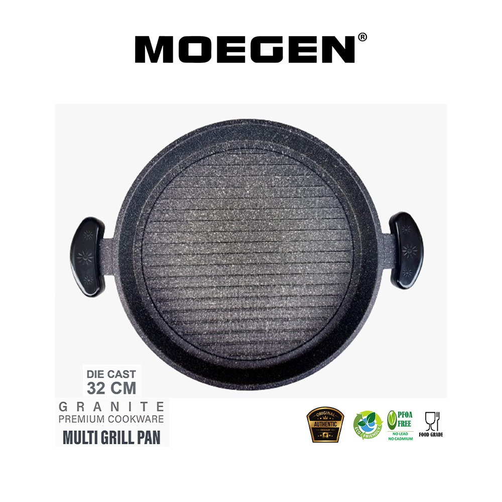 ORIGINAL MOEGEN Germany multi grill bulgogi pizza roaster bbq crepe barbeque pan 32cm granite series Tanpa Tutup Kaca