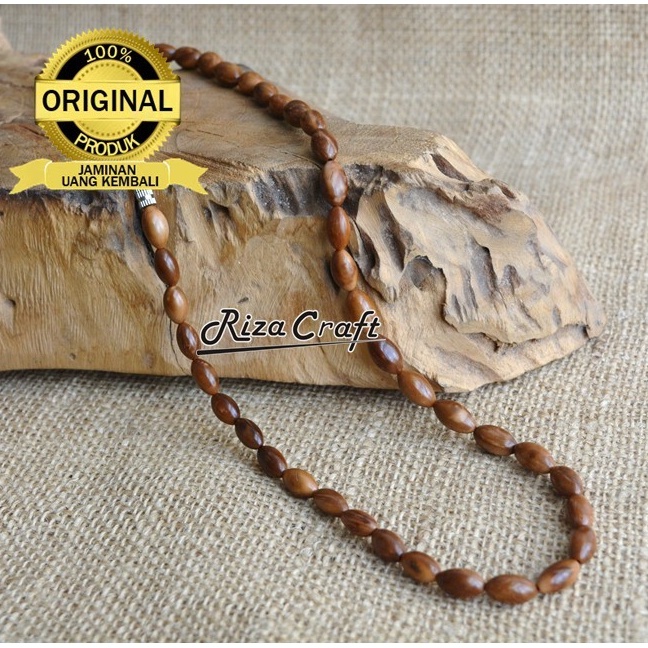 Kalung Pria Wanita Kayu Kaukah Kokka Asli Turki Oval Coklat