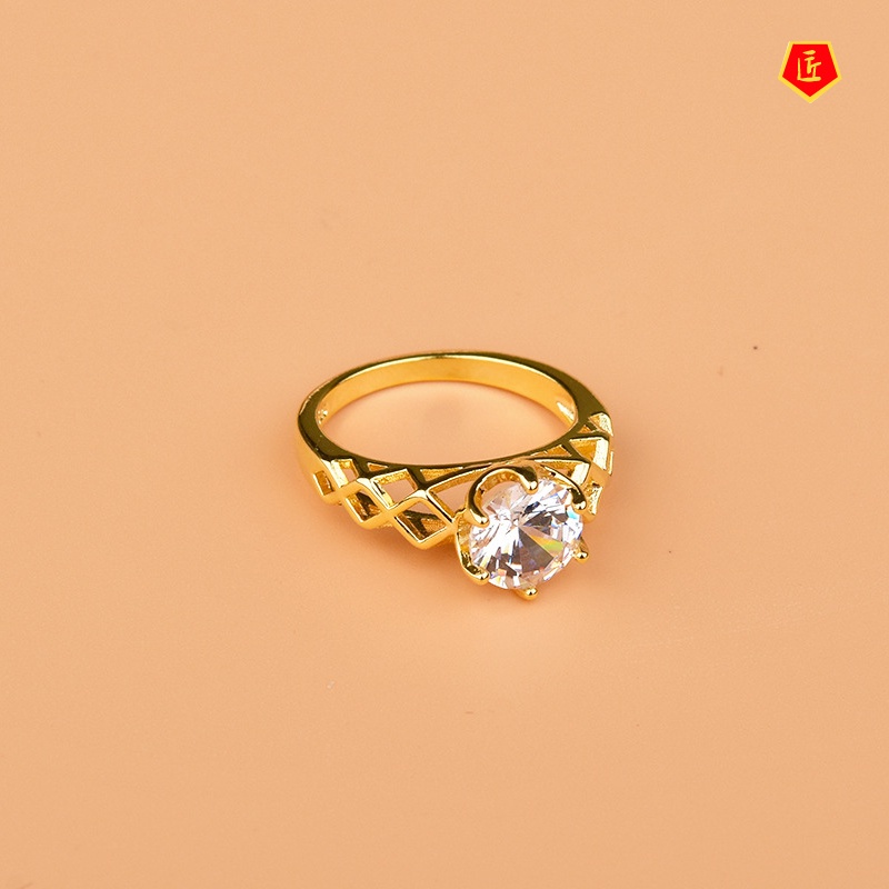 [Ready Stock]Fashion Personality 18K Gold Inlaid Diamond Ring