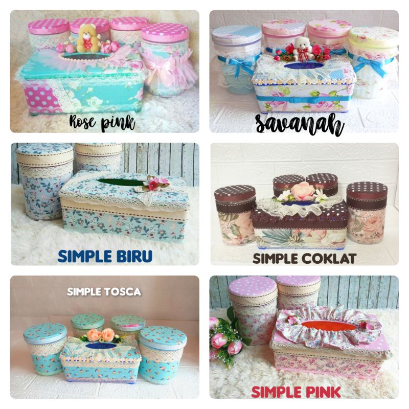 toples 800ml set lebaran isi 4toples + kotak tisu shabby