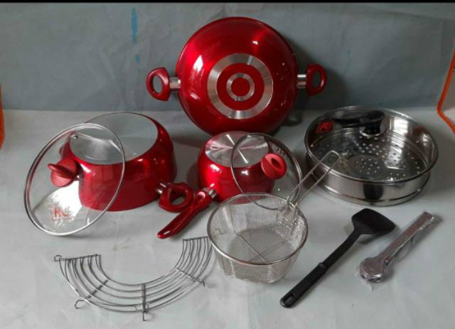 Panci Multifungsi  ,  HC 11 PCS , Panci teteflon , Panci cookware  Set