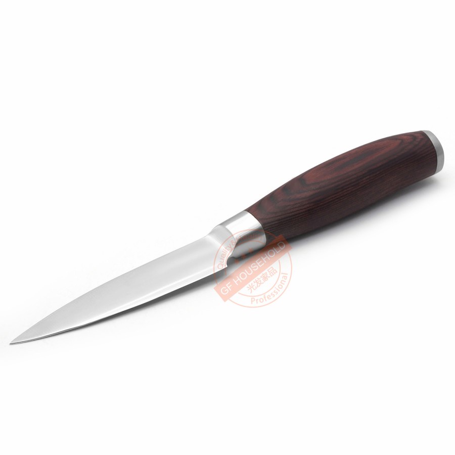 4inch stainless paring knife wooden handle 5cr15mov / pisau kupas buah