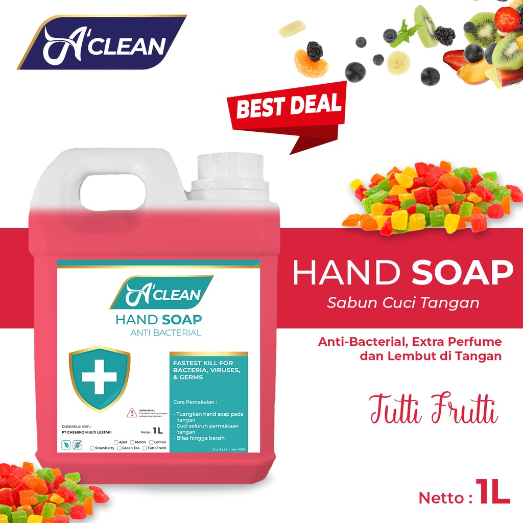 Sabun Cuci Tangan 1 Liter / HAND SOAP / HAND WASH Antiseptik Antibacterial Amorens [1 Liter]