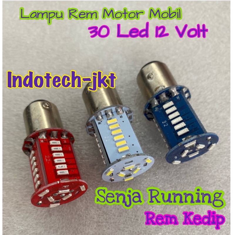 Lampu Rem Motor 12 Volt 30 Led Nyala Kedip Senja Nyala Running