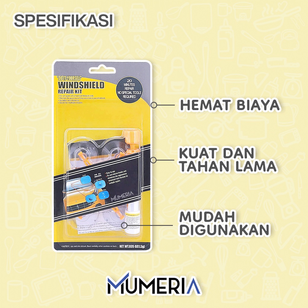 Windshield Repair Kit Lem Set Alat Reparasi Penghilang Retak Gores Pelindung Kaca Mobil Praktis