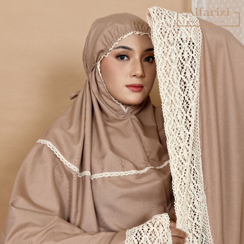 Mukena dewasa katun polos jumbo treveling rajut 12cm allfarizi series