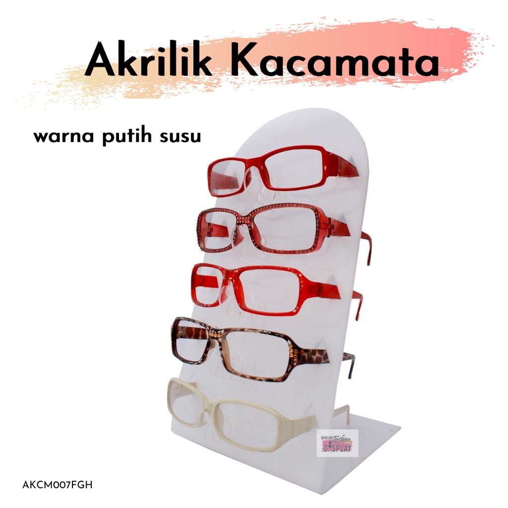 Akrilik Kacamata Isi 5 Pajangan Kacamata Warna Putih Susu Stand Rak Display Kacamata(BH)