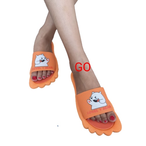 gos  Import LOVELY BEAR JARI Sandal Wanita Murah Slip Casual Teplek Sendal Cewek Flat