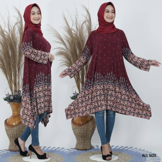 Tunik wanita murah XXL/ tunik hijab wanita/tunik panjang payung #abstrak