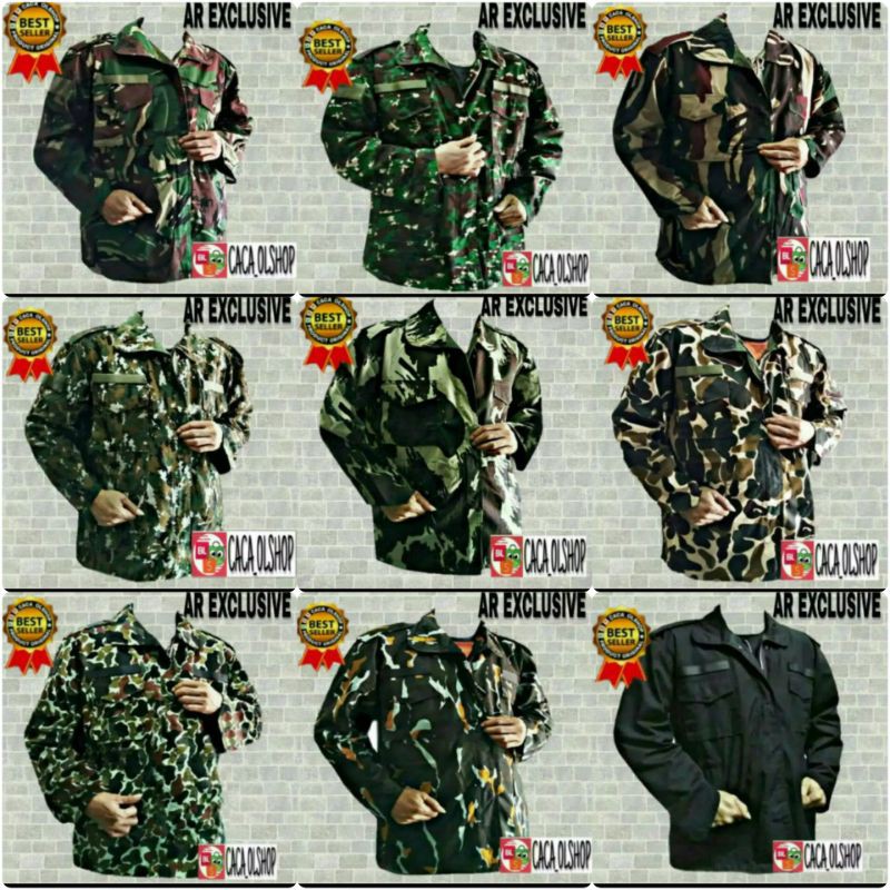 Jaket Loreng TNI ABRI Malvinas Kopasus AL Marinir Linud NKRI Kostrad KKO Brimob Pelopor Bolak Balik