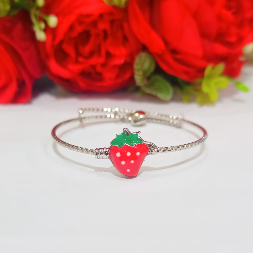 Gelang Anak TITANIUM Bangkok Krincing motif Buah Gold,tidak karat COD