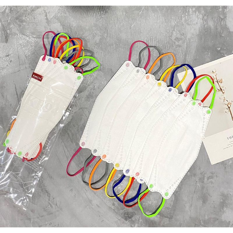 10PCS MASKER DEWASA KF94 HITAM DAN PUTIH 4PLY EARLOOP TALI WARNA WARNI