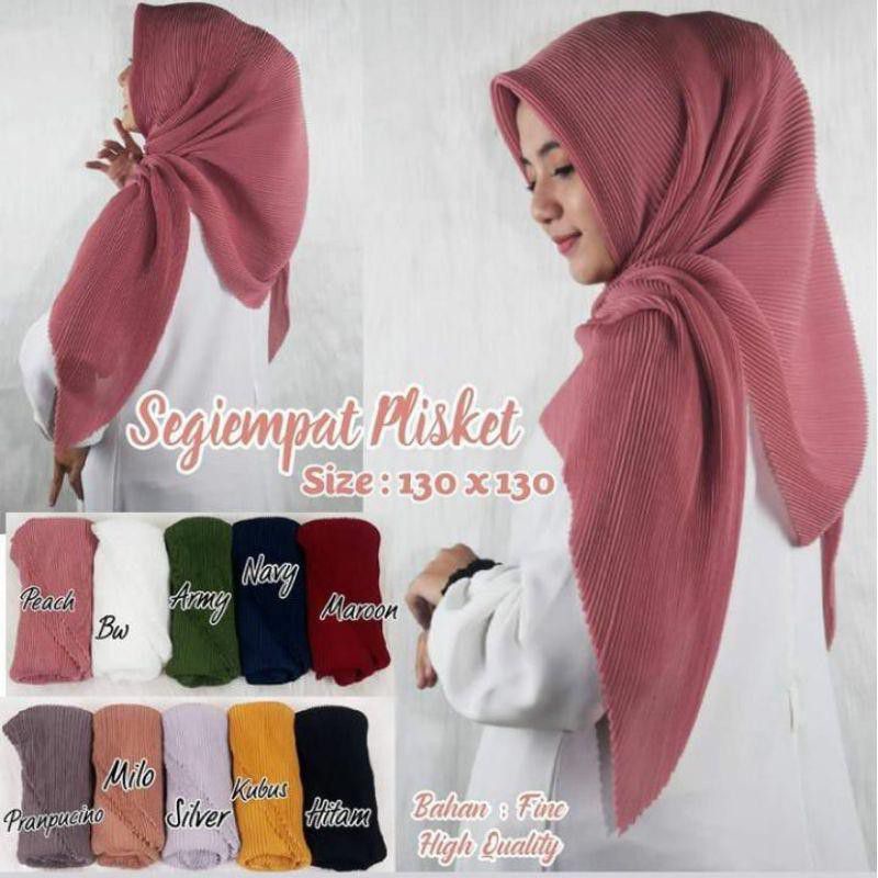 Hijab Segiempat Bella Plisket Jumbo 130x130/ Bella Plisket Jumbo