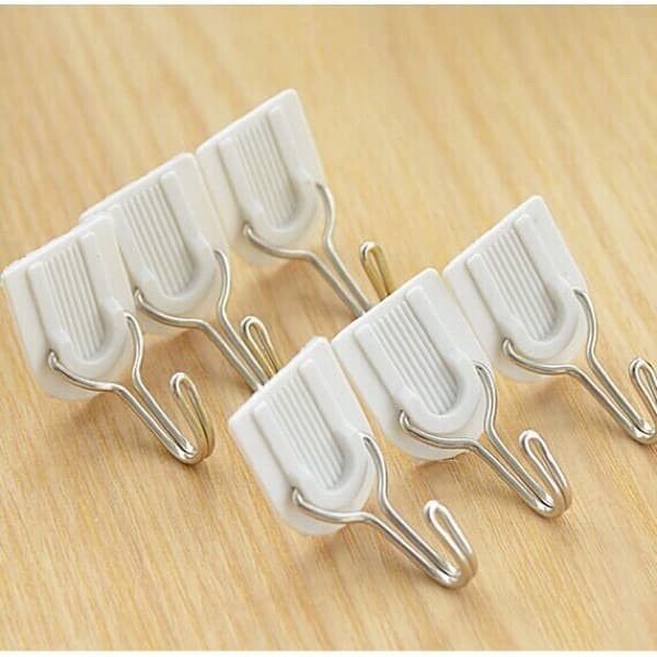 GANTUNGAN HOOK MINI BAJU TEMPEL DINDING PINTU 1 SET 6 PCS SERBAGUNA