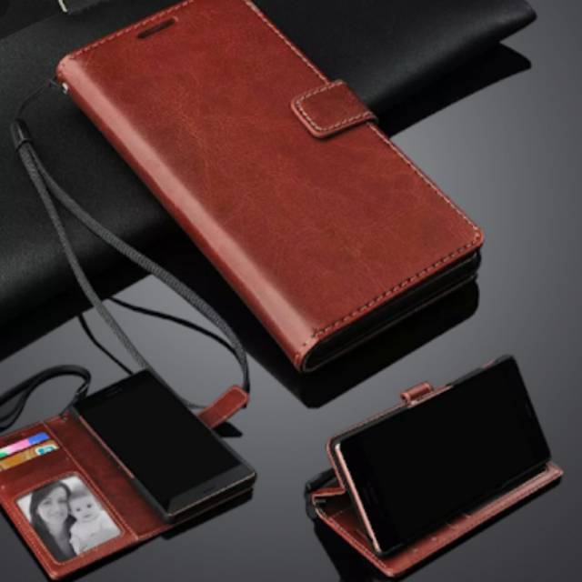 Leather Flip Cover Asus Zenfone Max PRO M2 /Asus Max Pro M1  Wallet Case Kulit - Casing Dompet
