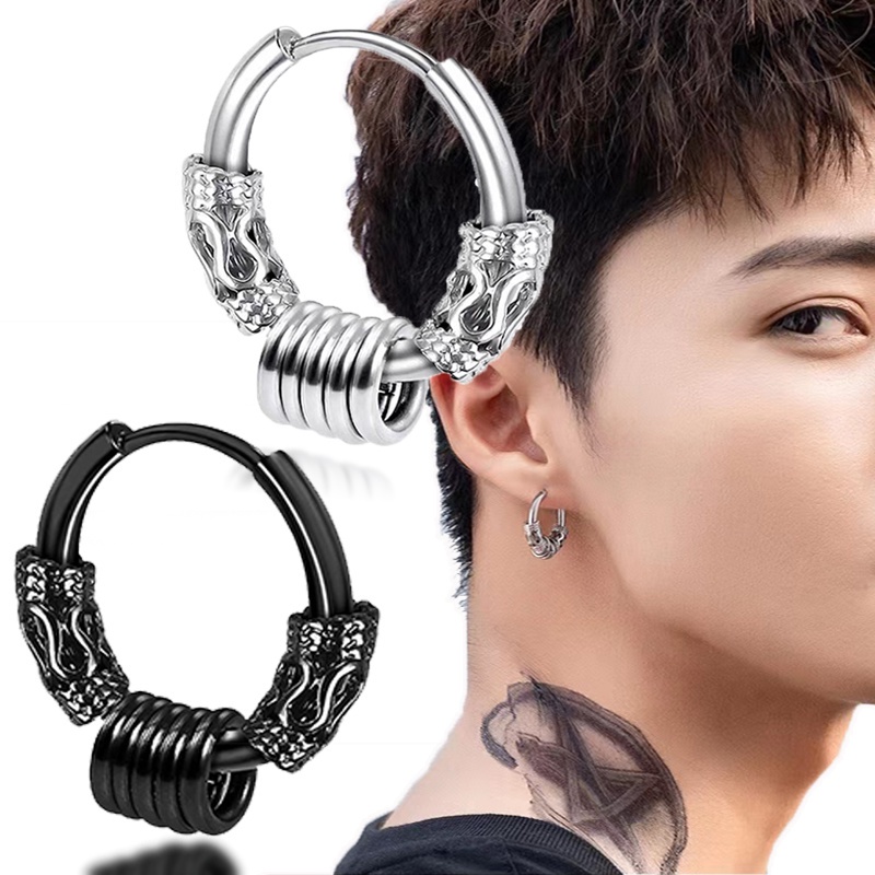 Anting Tindik Bahan Titanium 2 Warna Gaya Punk Untuk Pria Dan Wanita