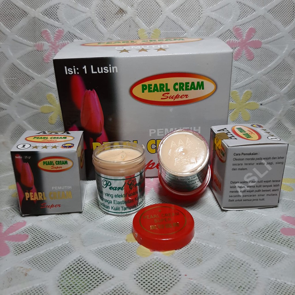 Cream Pearl Super Tutup merah 12pcs