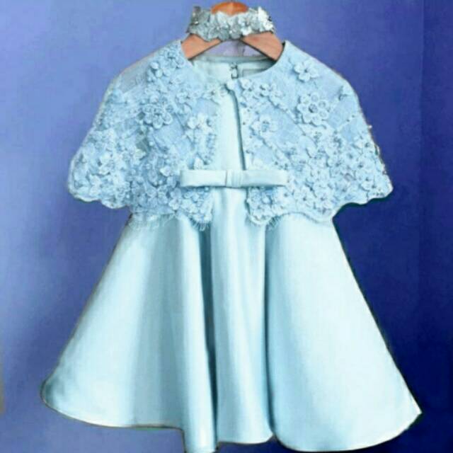 Dress Anak Usia 2 4 Tahun Bagus Cape Brukatbrokatlace Cantik Lucu Cute Free Bandana