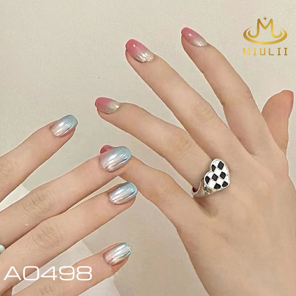 MIULII / KUKU PALSU  A0498  / 24PCS / 3D / NAIL ART / PREMIUM / CUTE / BIRU / FREE LEM JELLY / KUTEK