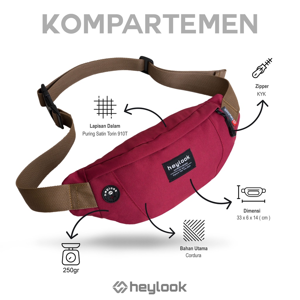 HEYLOOK Project - Tas Selempang TREX Pria Terbaru Waist Bag Pria Anti Air Anti Sobek