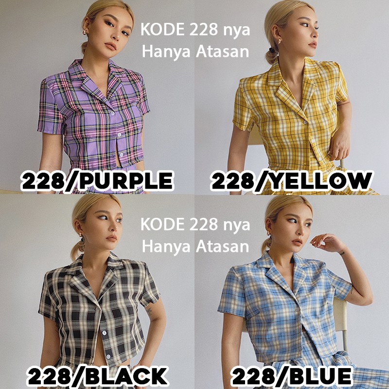 KARAKOREA 228 Tartan Top/Atasan Wanita/Korean top Women/Baju Kotak2 /Rok Lipit Lisa