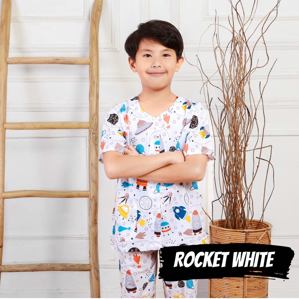 PAJAMAS KIDS / Piyama Laki Laki dan Perempuan Bahan Katun / Baju Tidur Anak Cewe Cowo Motif Kotak Kucing Pooh Balon Happy Bear Big Penguin Bunny Ballet Cloud Rocket Pony Sailor Plane Unicorn Koala Carrot Bee Dream Cat