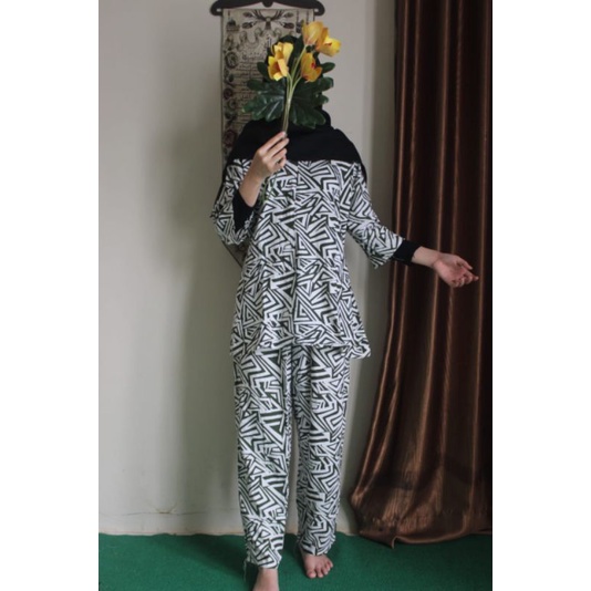 real pict] one set tiedye, stelan batik, baju tidur batik tiedye by zanaya batik (batik Pekalongan)