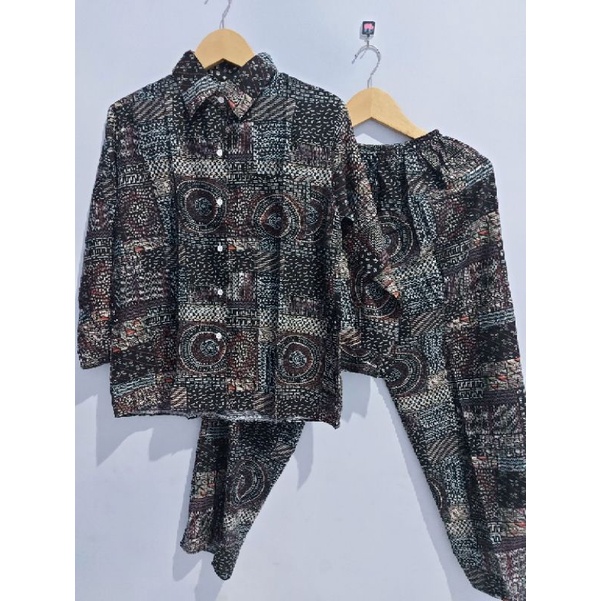 ONE SET/SETELAN PAJAMAS WANITA DEWASA LD 110 CM TYE DYE RAYON VISCOSE PREMIUM-2