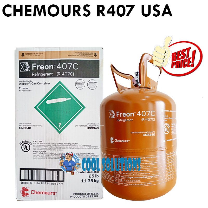 Chemours Freon R407C USA / EUROPE Asli - 11.35 Kg