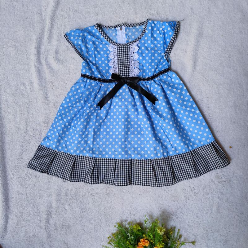 Dress Anak 1 2 tahun gaun anak cewek perempuan polka renda terbaru fatonah shop Gaun Rindu